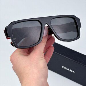 Prada Men BRAND NEW Sunglasses Black Dark Grey Pilot PR22YS 1AB5S0
